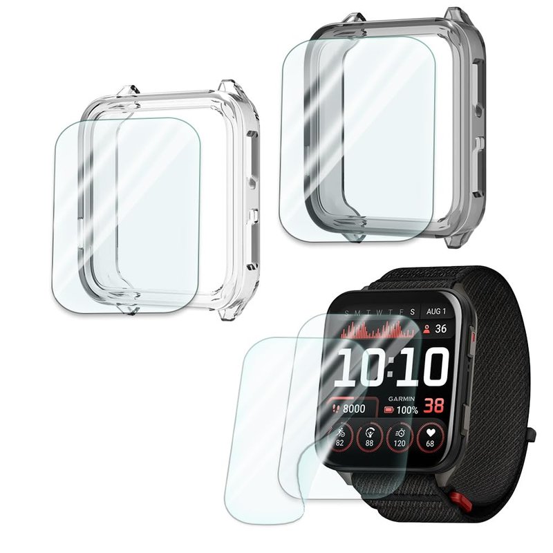 GKFJBD Compatible for Garmin Venu X1 Screen Protector & Case Set，HD TPU Soft Protective Film,Not Glass,Shockproof TPU Cover | Anti-Scratch, Ultra-Thin(Pack of 4+2)
