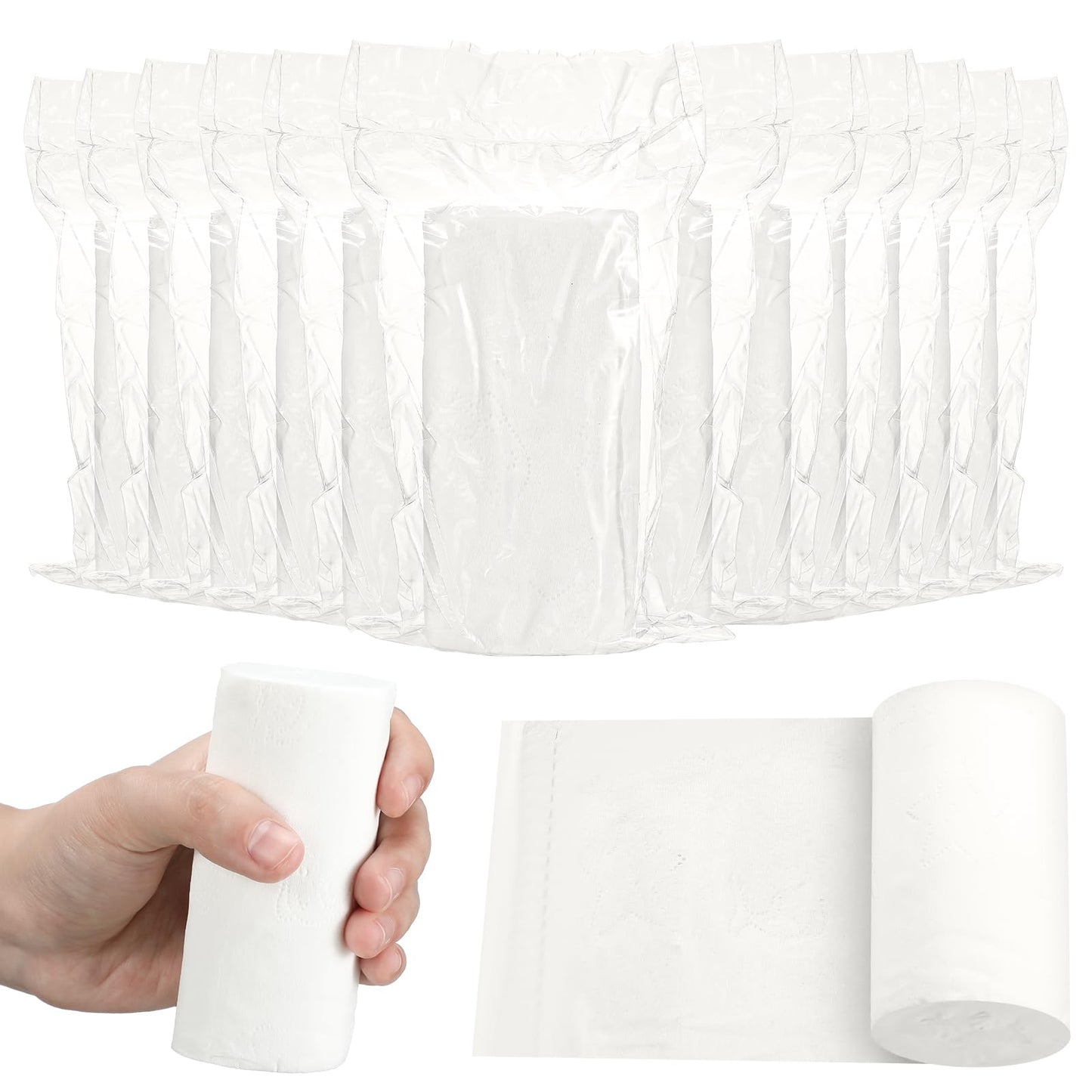 Affrolling 12 Rolls Travel Toilet Paper to Go Packs Soft Camping Toilet Paper Bulk Portable Travel Size Compact Pocket Coreless Tissue Rolls for Purses Women Hiking Camp RV Backpacking Outdoor (Clear)