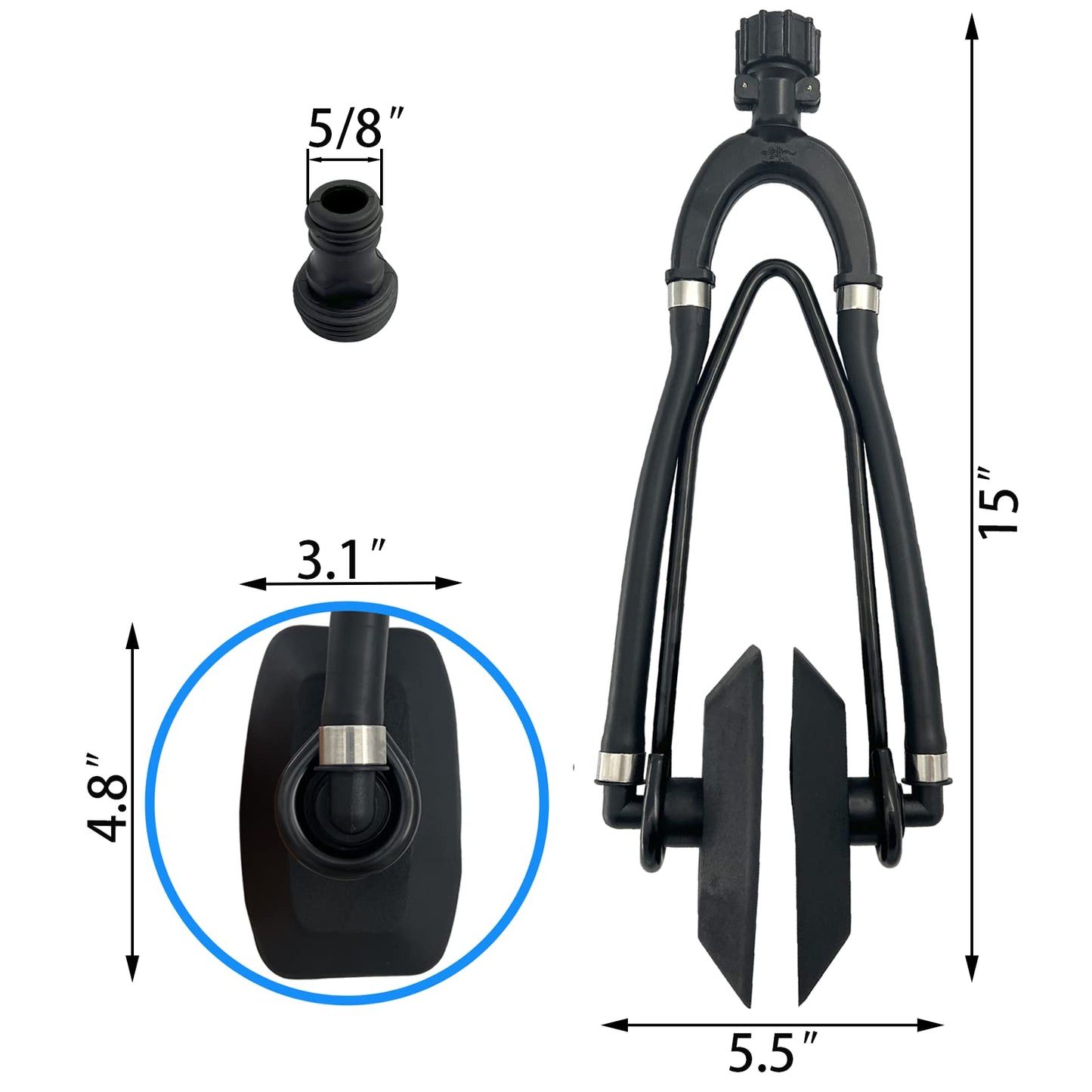 ISURE MARINE Universal Rectangular Dual Water Feed Outboard Motor Water Flusher Boat Ear Muff Engine Flusher for Marine Boat