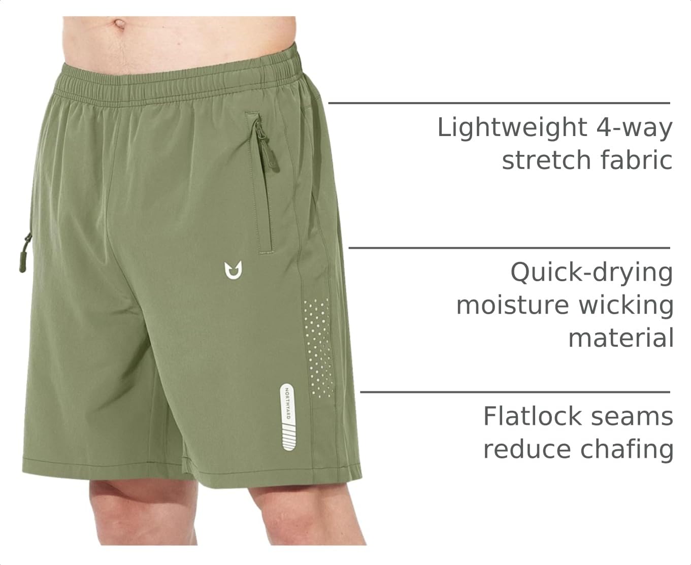 NORTHYARD Men's Athletic Running Shorts Quick Dry Workout Shorts 7"/ 5"/ 9" Lightweight Sports Gym Basketball Shorts Hiking Exercise LightGreen M
