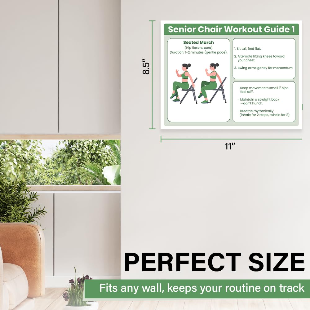 Auroscent Senior Exercise Chair Workout Poster, 30-Day Stretching and Gentle Seated Exercise Chart