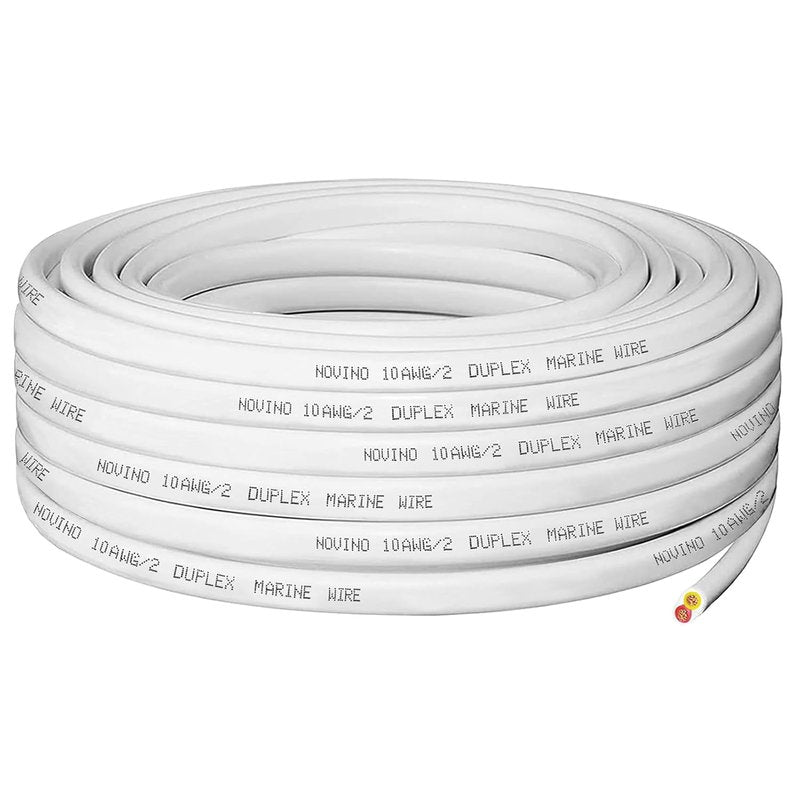 10 Gauge Marine Wire - Duplex Marine Grade 10/2 AWG Tinned Copper Electrical Cable | 30ft Red & Yellow for Boats, RVs, Trailers