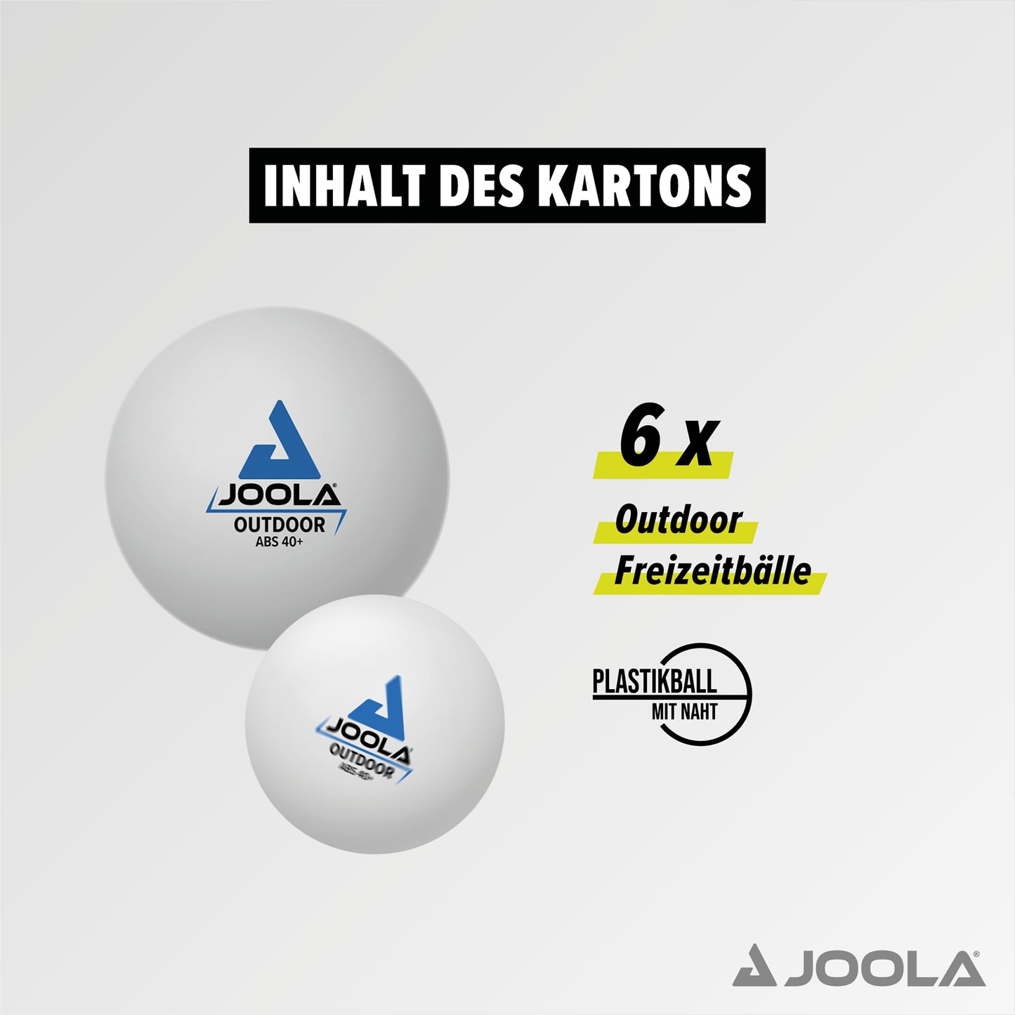 JOOLA Outdoor Table Tennis Balls - 6 Pack of 40mm Regulation Size Ping Pong Balls for Training and Recreational Play - Fun as a Cat Toy - Indoor and Outdoor Compatible- White