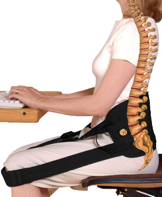 Nada-Chair Back-Up with CushShins Back Support and Posture Corrector Turns to Convertible Pouch Bag (Black)