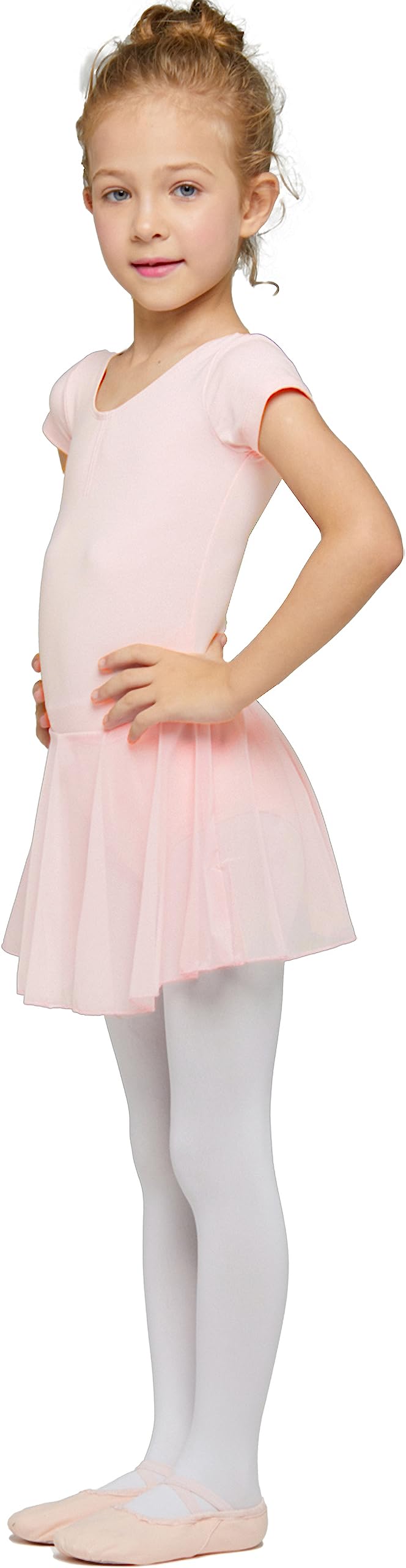 MdnMd Ballet Leotards for Girls Toddler Dance Leotards with Tutu Skirt Outfit Dress Tights (Ballet Pink, Age 4-6 / 4t,5t)