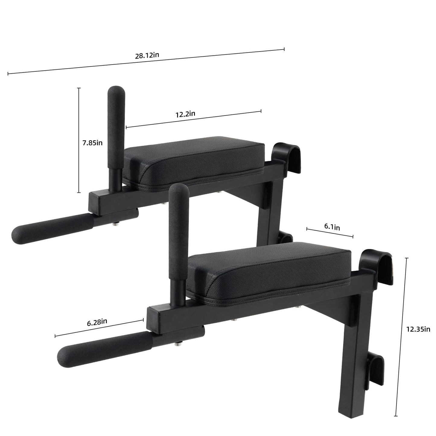 RIOWLAU Swedish Ladder Dip Bar Attachment, Dip Station with Foam Padding, Wood Stall Bar for School, Physical Therapy and Gymnastics, Multi-grip