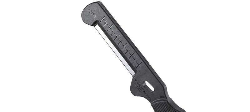CRKT Combat Stripping Tool with Sheath: Emergency Trauma Tool, Flat Razor Blade to Slide Through Clothing and Gear, Oxygen Wrench, Poly Handle, Sheath 9860