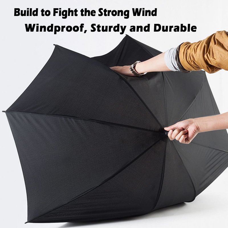 LANBRELLA Golf Umbrella Extra Large Oversize 80 Inch Windproof Stick Umbrella Double Canopy Vented Manual Open Close - C2.1 Black