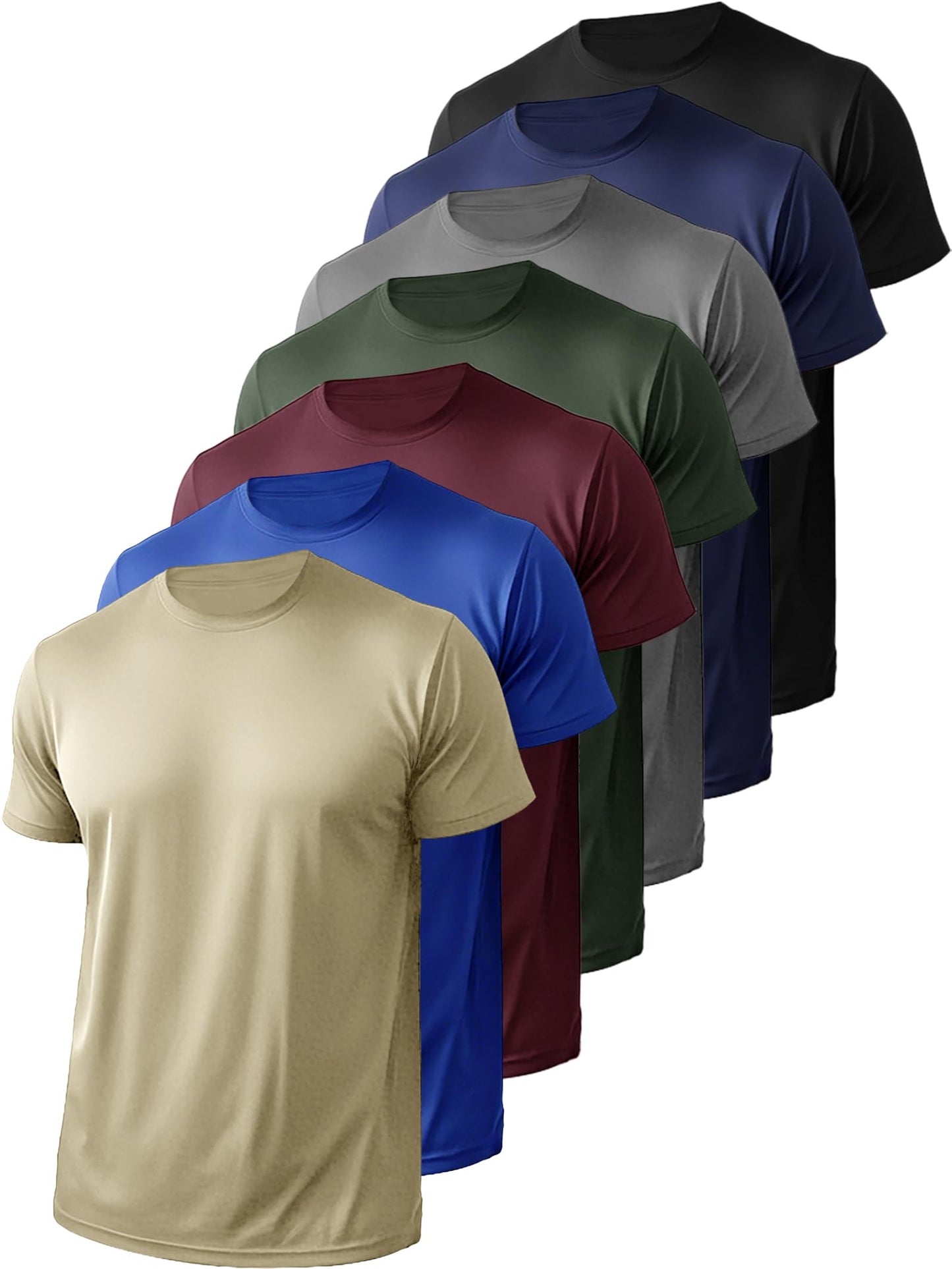 Yafanqi 7/8 Pack Mens Short Sleeve Shirts Quick Dry Moisture Wicking Athletic Running Gym Workout Casual Basic Tee Shirt