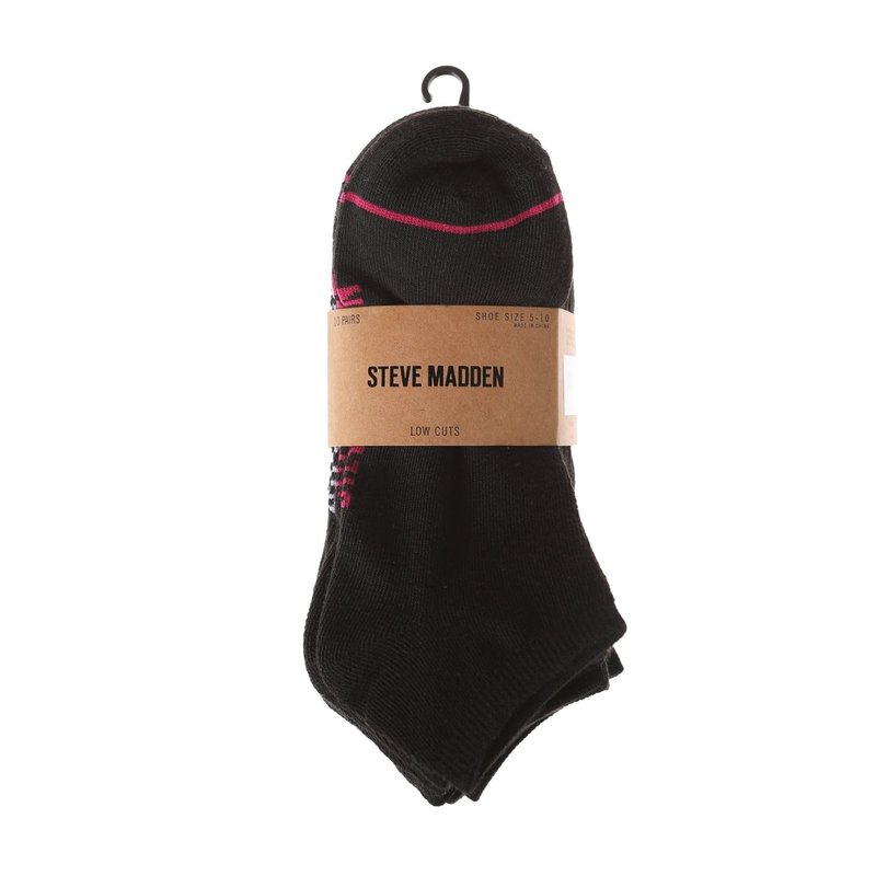 Steve Madden Women's 6, 8 and 10 Pairs Low Cut Sneaker Workout Running Sport Socks - Ankle Socks for Women, Black 2 (10 PK)