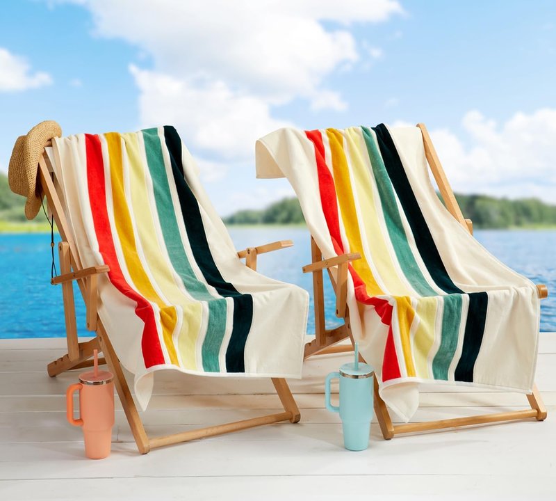 Luxury Oversized Beach Towels - Retro Stripes | 40" x 70" | 100% Combed Cotton, Ultra Plush & Soft