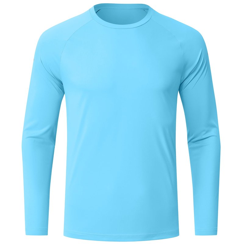 Men's Long Sleeve Rash Guard Swim Shirts UPF 50+ Sun Protection Dry Fit T-Shirt Athletic Tops for Running Hiking Fishing Sky Blue L
