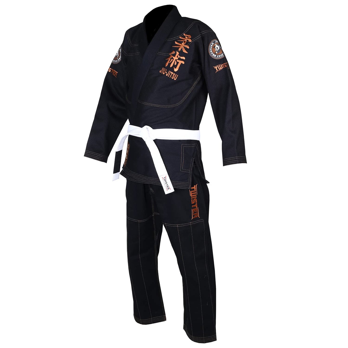 Twister Brazilian Jiu Jitsu Gi/Kimono/JiuJitsu Uniform Jiu Jitsu Gi 450 Gram Premium quality Fabric Comes With White Belts & Gi Bag (Black, A0)