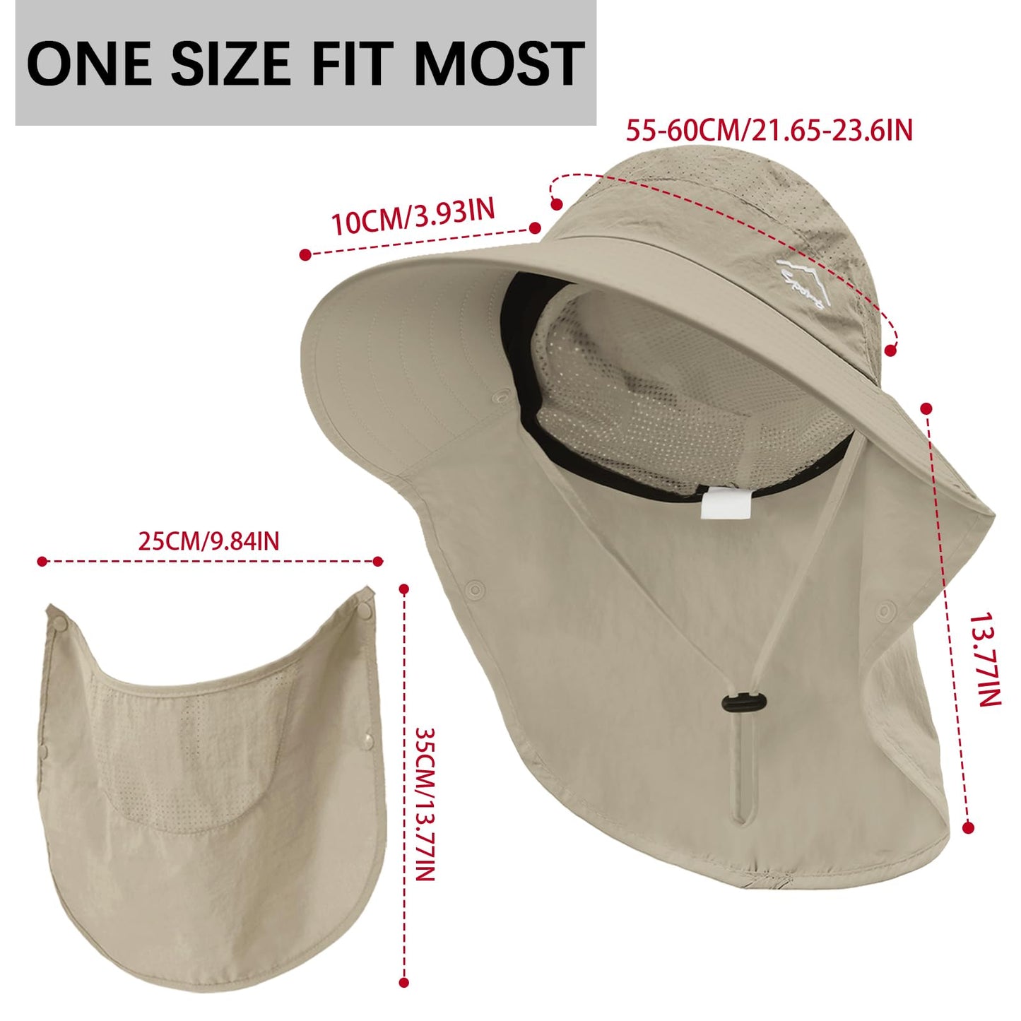 Rosoz Sun Hat for Men Women with Neck Flap,Wide Brim UPF50+ Fishing Hat with Detachable Face Cover Outdoor Sun Protection Hat