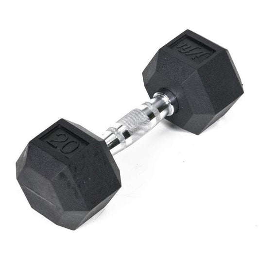 JFIT Rubber Hex Dumbbells, Single, 20 LB