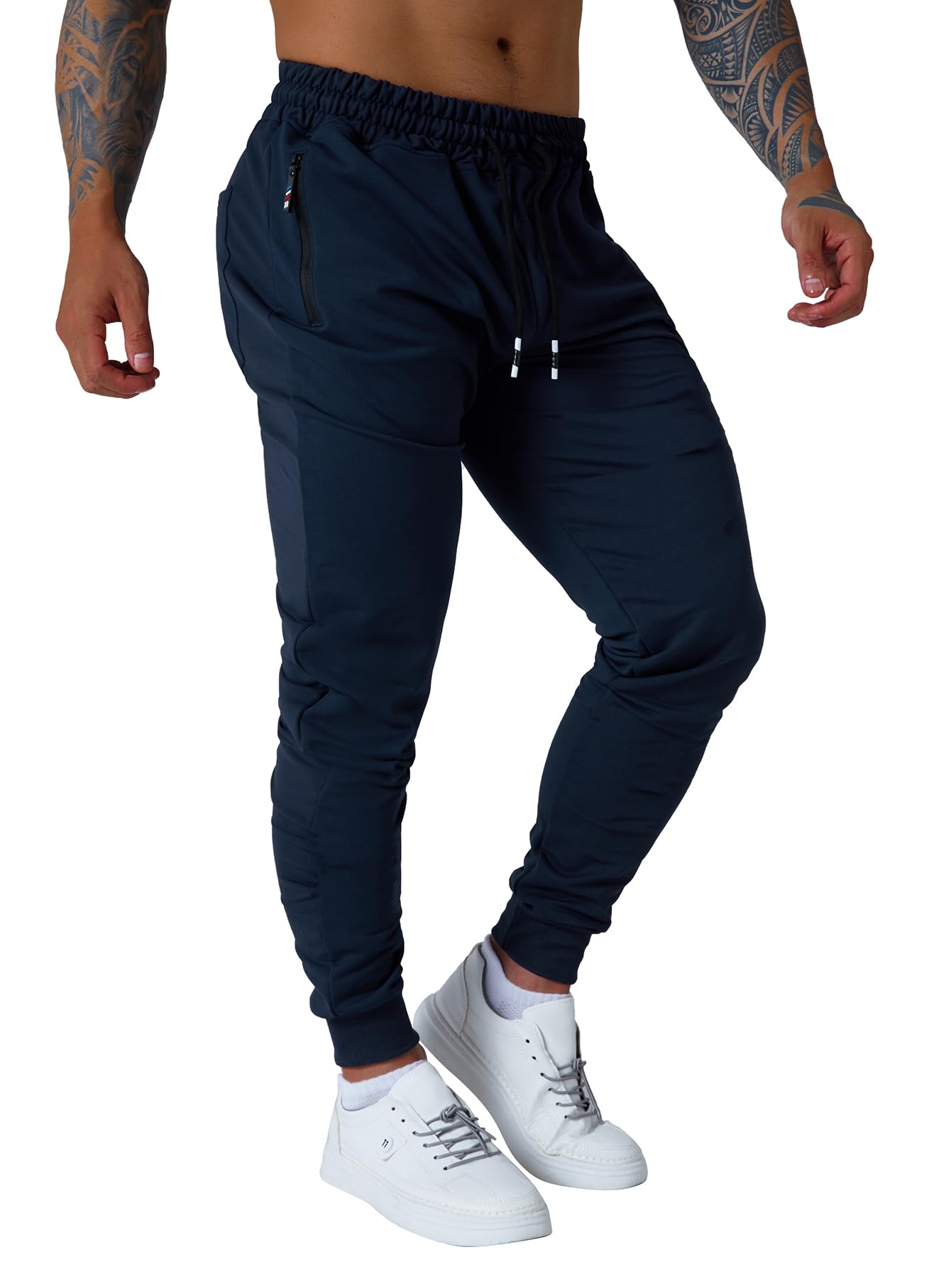 Punwet Mens Jogging Casual Pants Joggers Sweatpants Active Athletic Workout for Men Navy L
