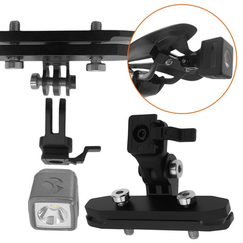 YINETTECH 1Pc Bike Taillight Saddle Rail Mount Support Seatpost Compatible with Bontrager Ion Pro RT Headlight Adapter Torch Adapter Holder Black