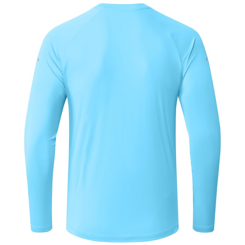 Men's Long Sleeve Rash Guard Swim Shirts UPF 50+ Sun Protection Dry Fit T-Shirt Athletic Tops for Running Hiking Fishing Sky Blue L