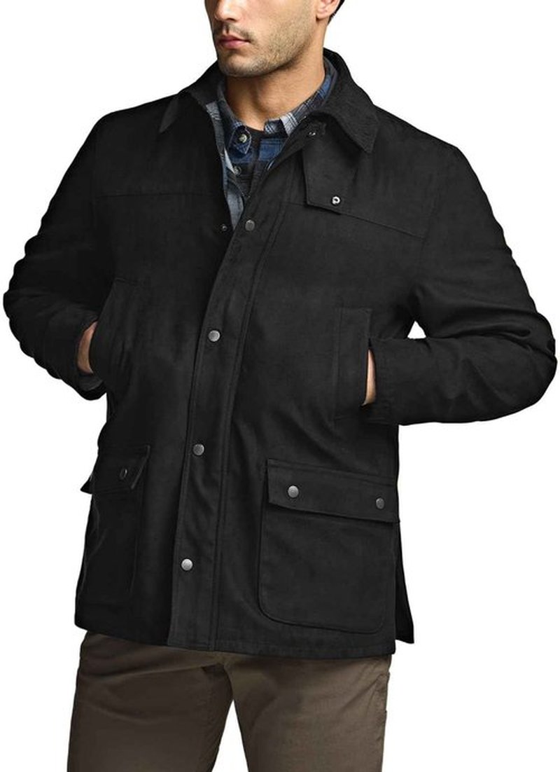 CQR Men's Flannel Shirt Jacket Long Sleeve, Winter Warm Outdoor Casual Plaid Jacket Coat with Pockets, Suede Huntsman Night Sky, Medium