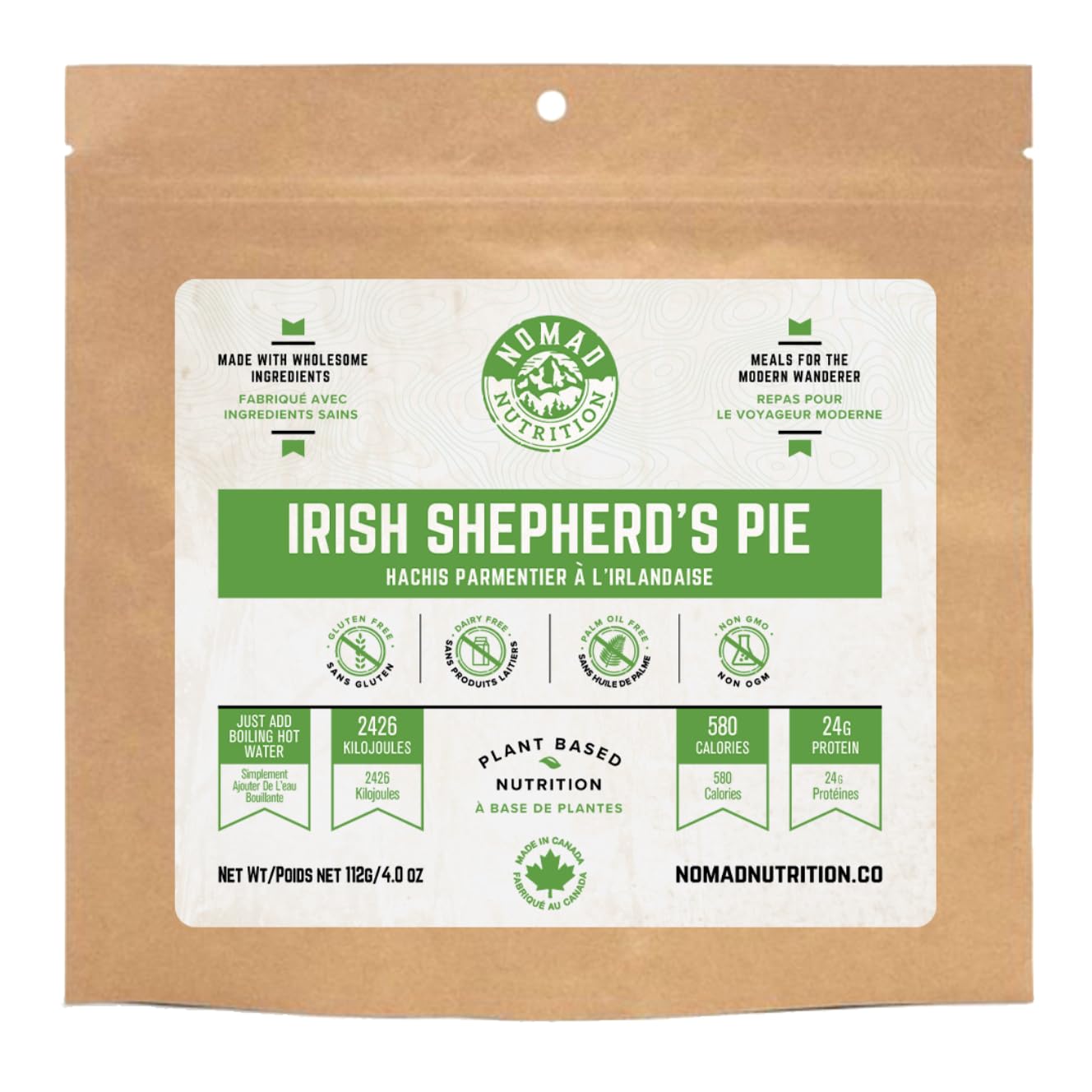 Nomad Nutrition – Irish Shepherd’s Pie | High Energy, All Natural Ingredients |Gluten, Dairy & Palm Oil Free | Just Add Boiling Hot Water | 112g / 4oz (Pack of 1)