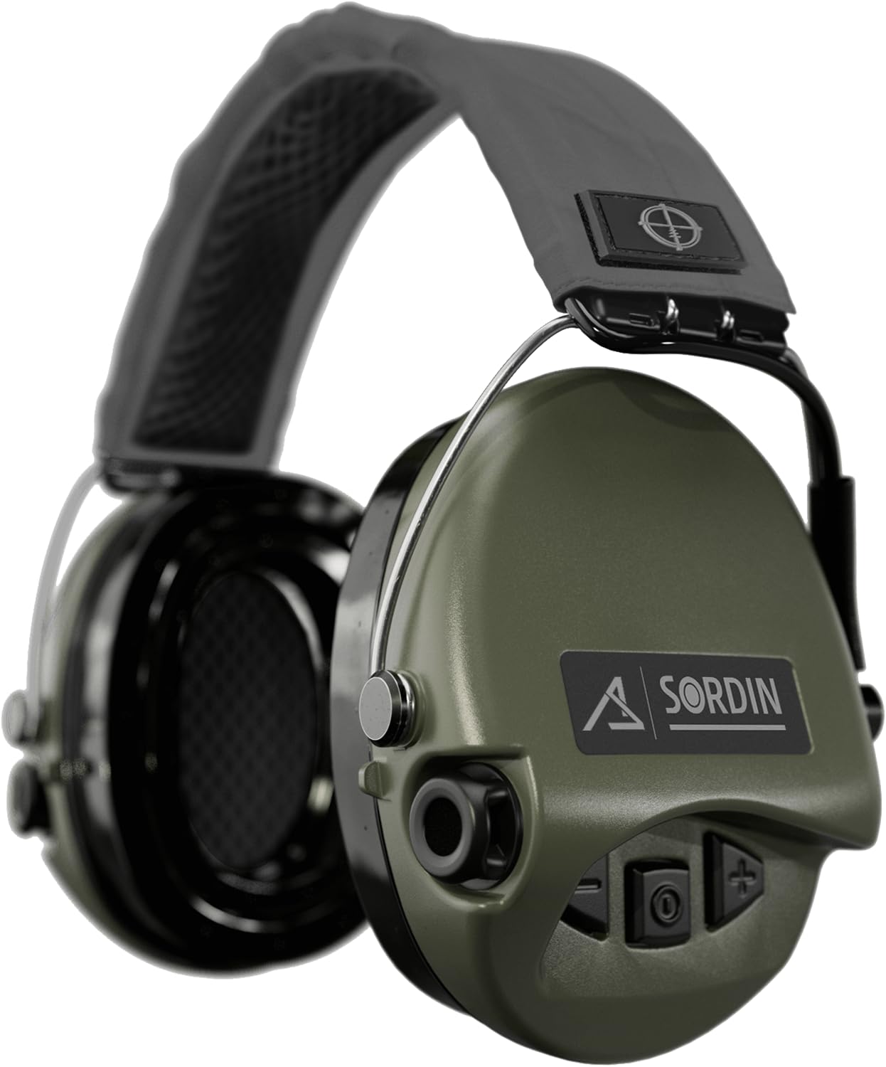 Sordin ACE Schakal Electronic Capsule Hearing Protectors - for Hunting & Shooting Sports - Grey Headband & Green Capsules