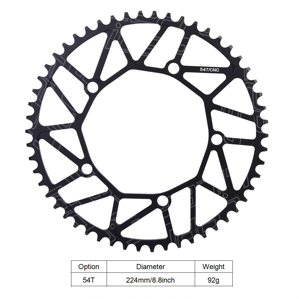 BCD Chainring, 50T 52T 54T 56T 58T 130 High Strength Bike Single Speed Chainrings Ultra Light Round Bicycle Chain Wheel Durable Aluminium Alloy Speed Chains Repair Parts for Mountain Road