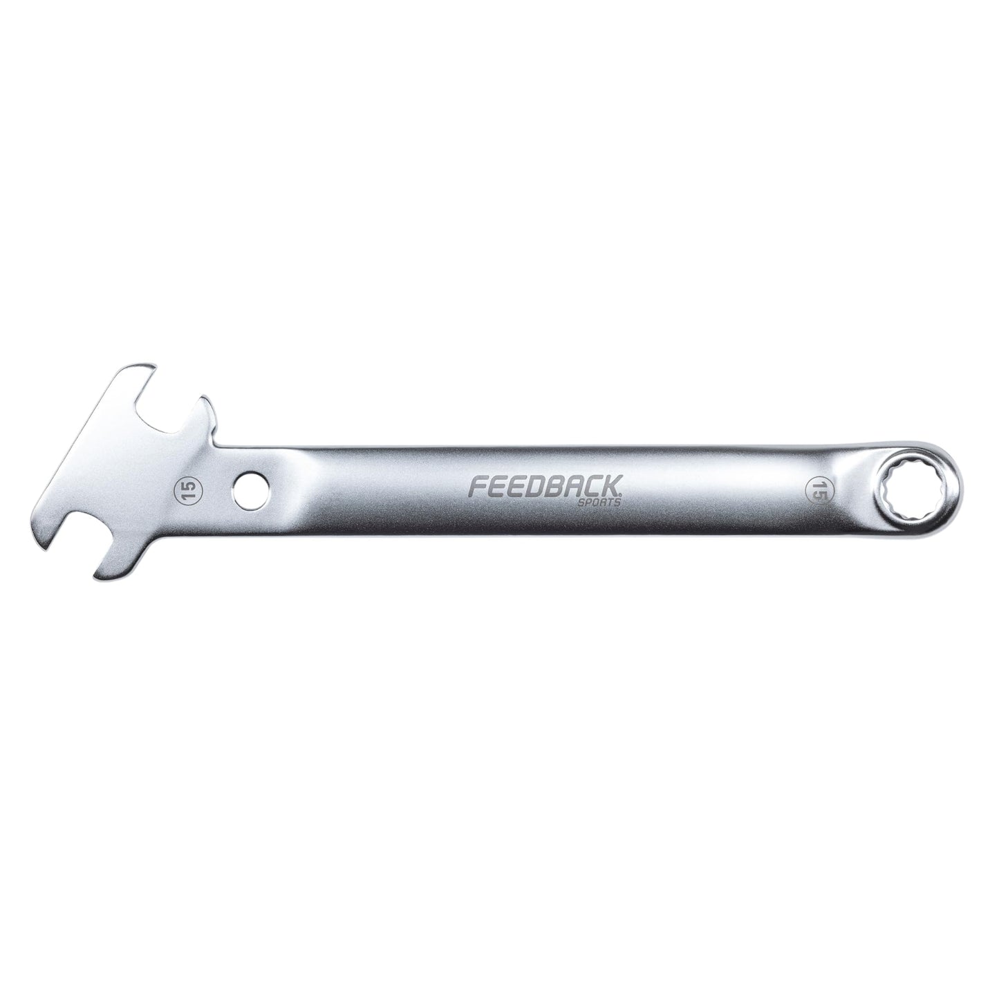 Feedback Sports | Bicycle Pedal Wrench Combo | 2-in-1 Pedal & Axle Nut Tool | 15mm Angle Head, Closed Axle Nut Wrench | For Bike Maintenance & Repair