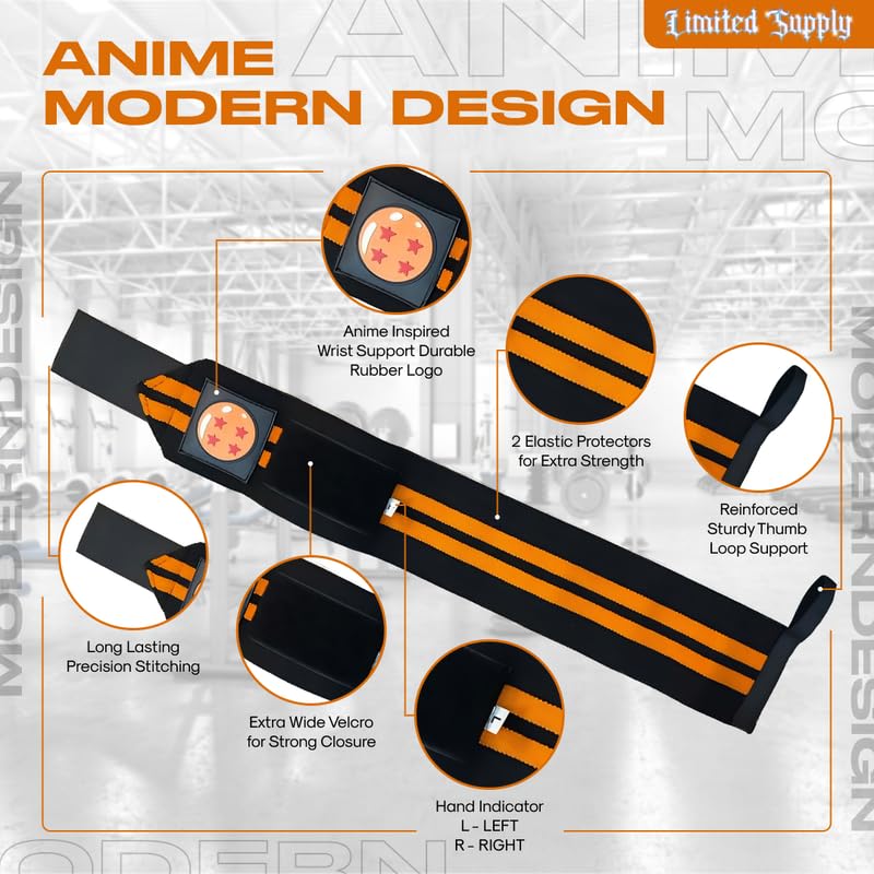 Queen Supply Products Anime Wrist Wraps Lifting Straps 24" for Men and Women - 1 Pair Each, Gym Accessories Support Weightlifting, Exercise Training, and Improve Workout