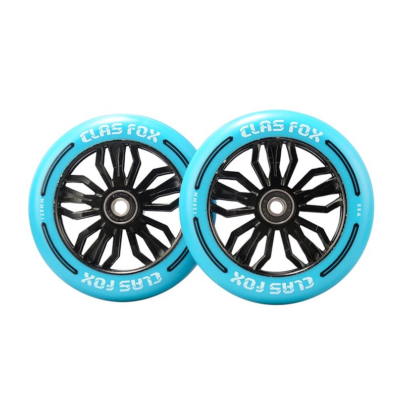 CLAS FOX Pro Scooter Wheels 120x24mm Set of 2 Pro Scooter Wheels with ABEC-9 Bearings (Blue-Black)