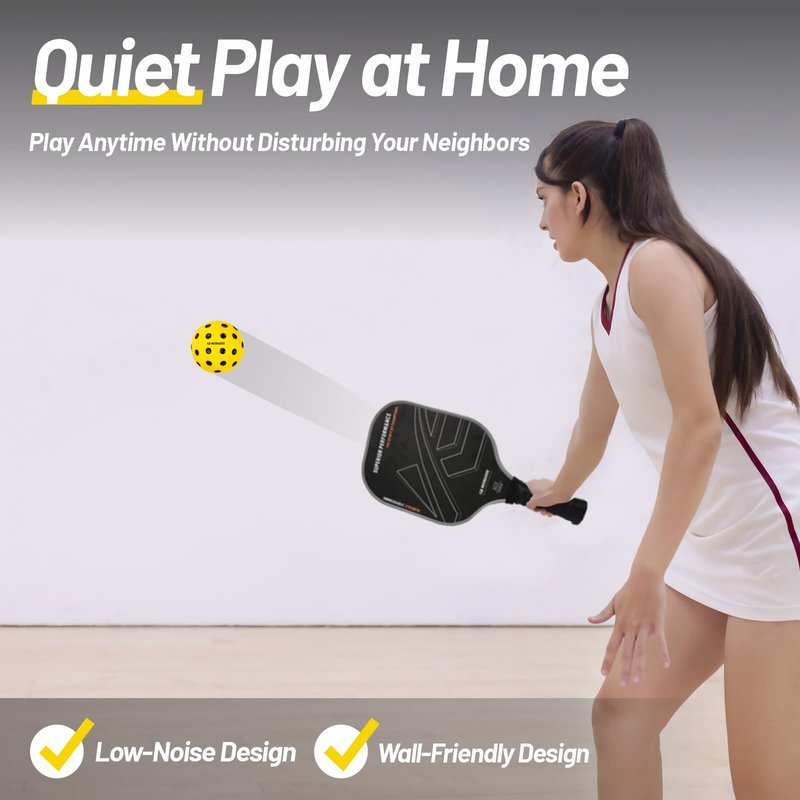 Neobadge Silent Foam Pickleball Balls - Quiet Practice for Indoor & Outdoor, Real Pickleball Feel, High-Density Foam, 40 Recessed Holes (Yellow(Black Dots))