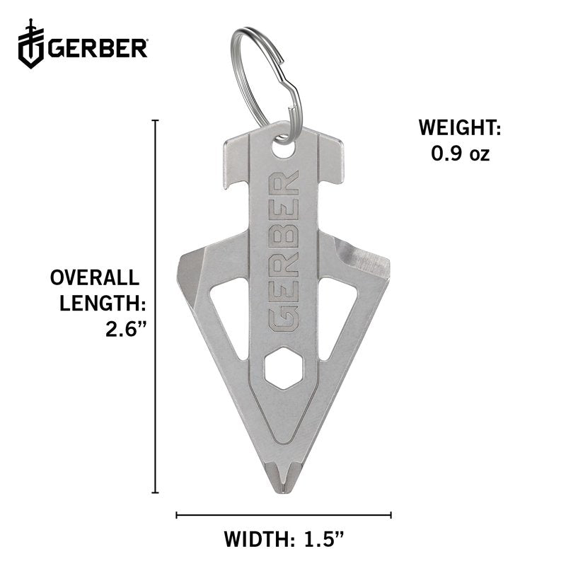 Gerber Gear Broadhead Keychain 5-in-1 Multitool, Clips to Pocket or Keychain with Bottle Opener, Flat Head Driver, Package Opener, Cross Driver and 1/4" Socket, EDC Gear for Everyday Carry
