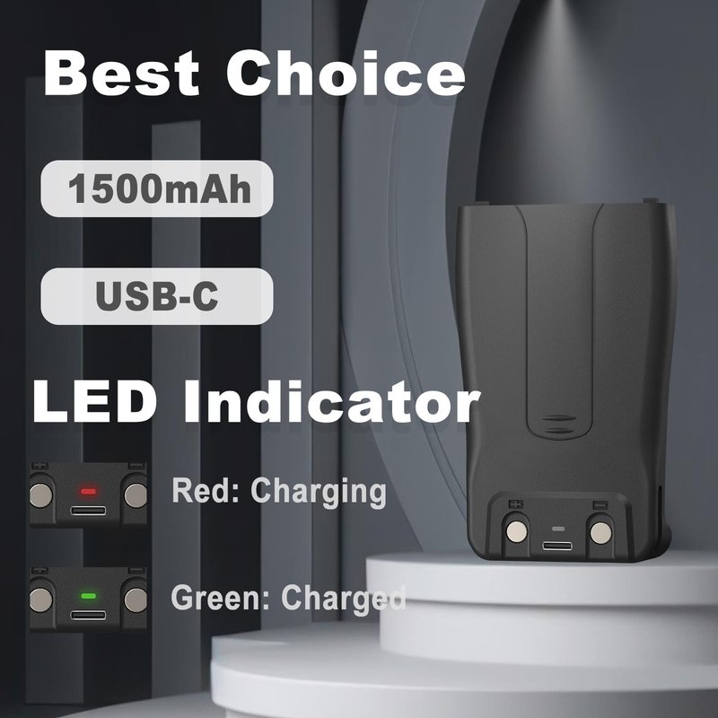 BAOFENG BF-888S Battery 1500mAh for BF-88A Two Way Radio Li-ion Battery Type-C Charger DC 3.7V 1500mAh Replacement H-777S BF-999S