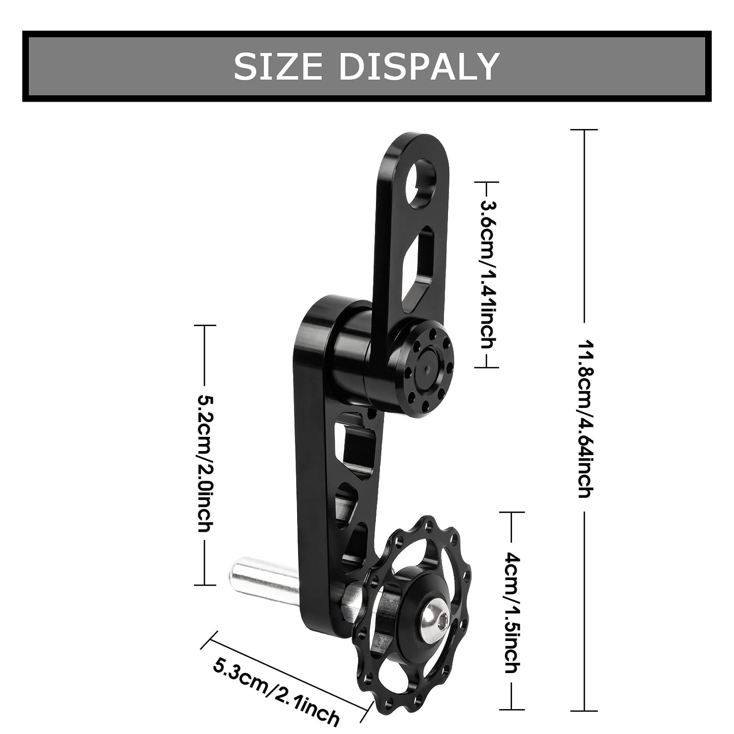 PSLER Bike Single Speed Chain Tensioner, Aluminum Alloy Bicycle Chain Guide with Derailleur Hanger, Foldable Bike Chain Stabilizer Replacement for MTB Road Cycling Accessories Black
