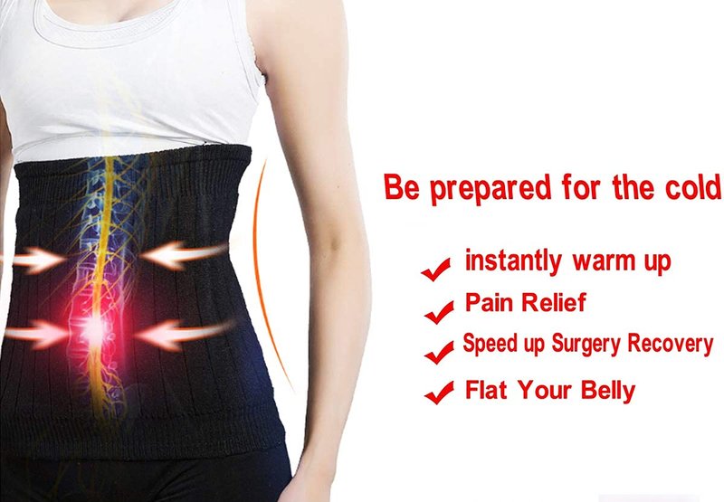 iEasey Thermal Cashmere Knit Lumbar Warmer Lower Back Support Belt Brace Stomach Kidney Warmer Abdominal Binder Belly Wrap
