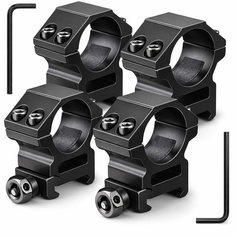 GOTICAL 2 Pair of 30mm Scope Rings Set - 1 Pair of Medium Profile and 1 Pair of High Profile Scope Rings for Picatinny/Weaver Rail - 4 Pack