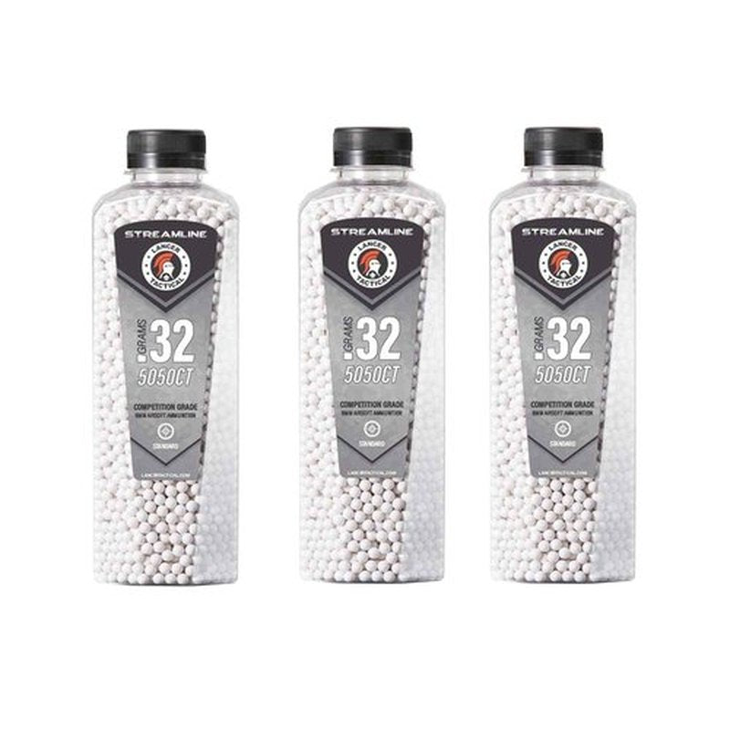Lancer Tactical New Polished Airsoft BBS-Competition Grade, Made in Taiwan, 5050 Count (Bottle X3) (0.32g)