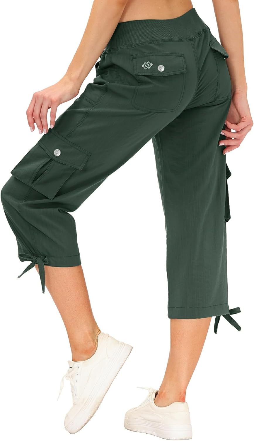 Womens Capris with Pockets - Lightweight Casual Capri Pants for Hiking | Loose Fit Baggy Style