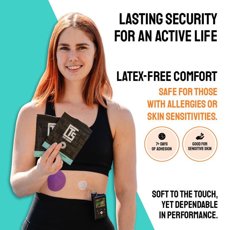 Type Strong Universal Adhesive Patches for CGM & Insulin Pumps with 25mm Hole for Sensitive Skin. Sweat-Proof & Waterproof Pre-Cut Adhesive Tape in Durable and Breathable Material, 20 Pack.