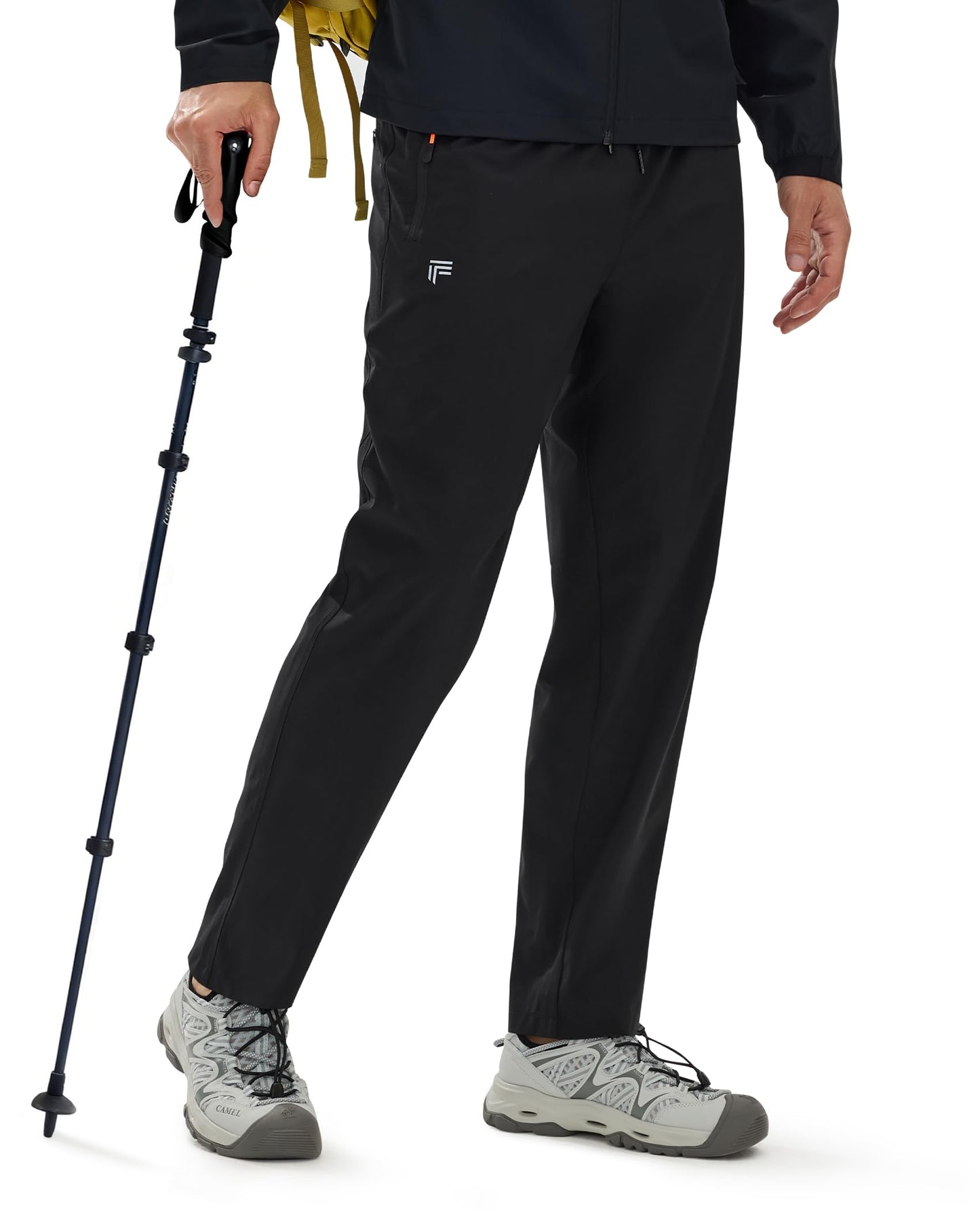 FOGFIRE Mens Hiking Pants Lightweight Water Resistant Quick Dry Athletic Fit with Zipper Pockets for Outdoor Workout Travel Black