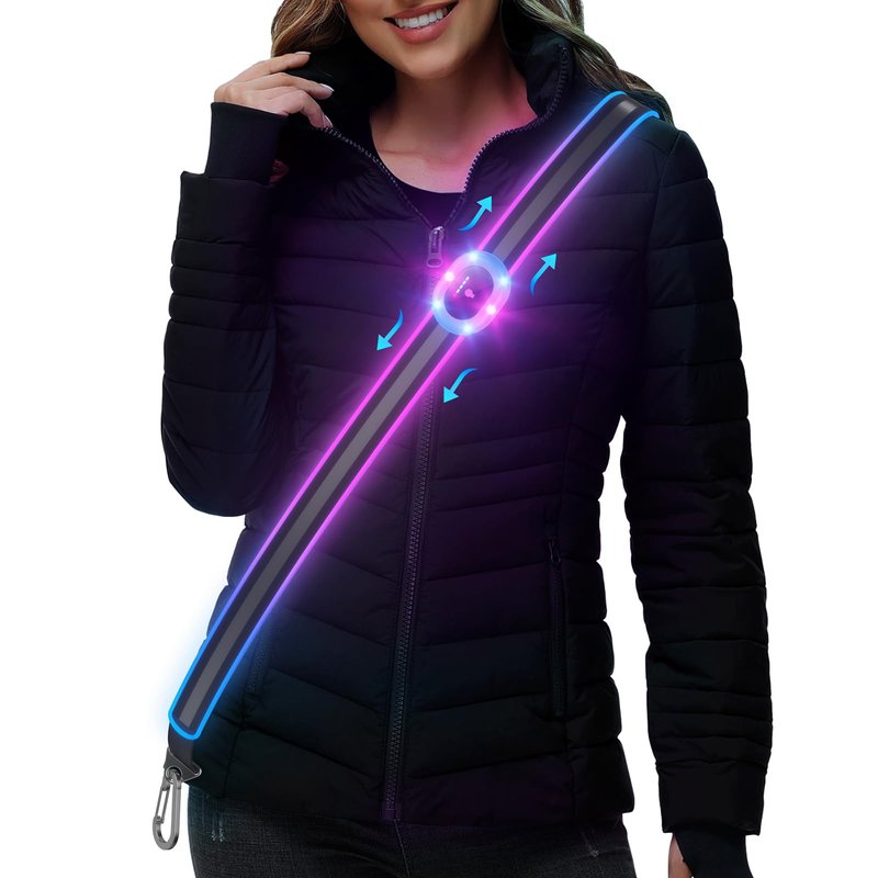 Reflective Sash for Walking at Night, Led Reflective Running Belt for Women & Men, Rechargeable High Visibility Safety Reflective Gear, Adjustable Light Reflector Vest Wear for Cycling Jogging