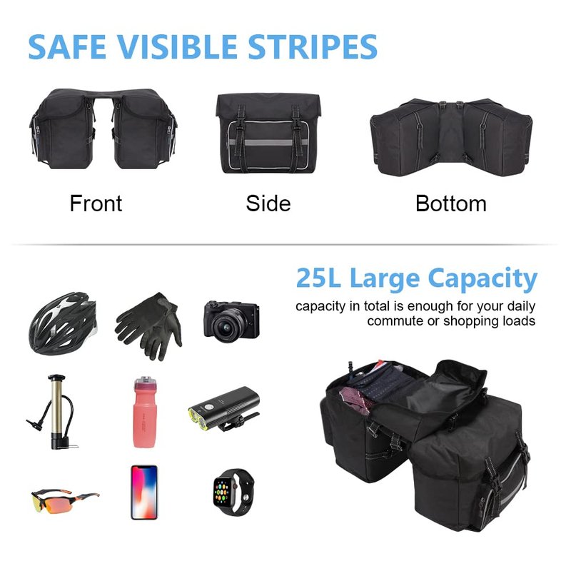 Lixada Bicycle Pannier Bag Waterproof Bike Rear Rack Bag Bike Seat Pannier Cycling Rear Carrier Bag Road Bike Storage Bag