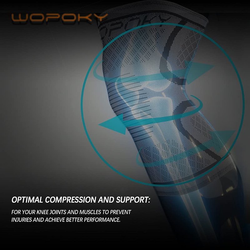 WOPOKY Knee Braces for Knee Pain, Compression Knee Sleeves Support for Weightlifting Running Squatting Basketball Working out, Knee Pain Relief for Meniscus Tear Arthritis ACL MCL (2 Pack)