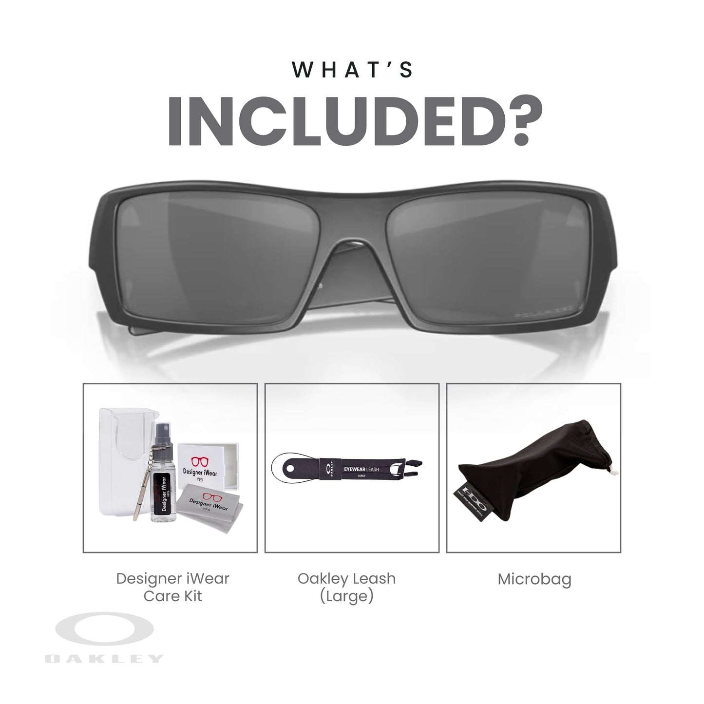 Oakley Gascan OO9014 53-112 Cerakote Cobalt/Black Iridium Polarized Sunglasses+Oakley Leash