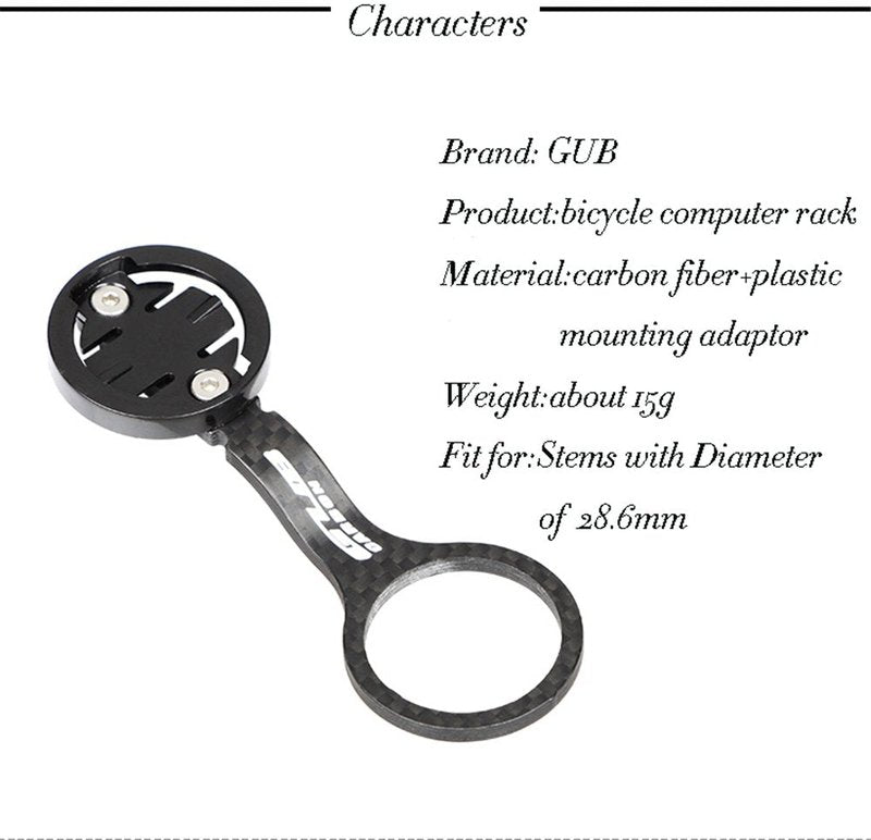GUB Carbon Cycle Computer Holder Bike Stopwatch Hold for Garmin CATEYE for iGPSPORT Table Bracket Road Bicycle Computer Mount