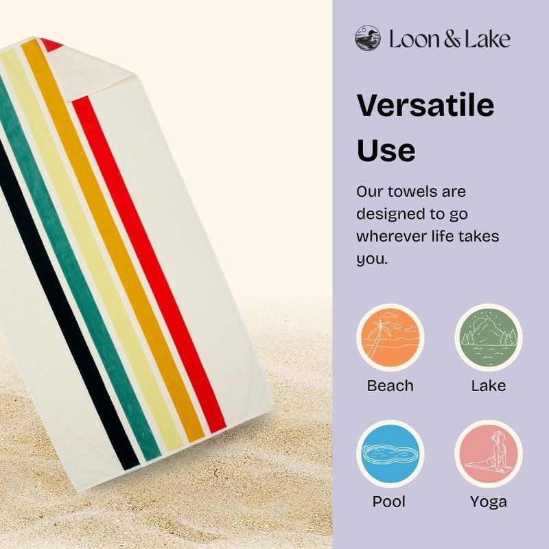 Luxury Oversized Beach Towels - Retro Stripes | 40" x 70" | 100% Combed Cotton, Ultra Plush & Soft