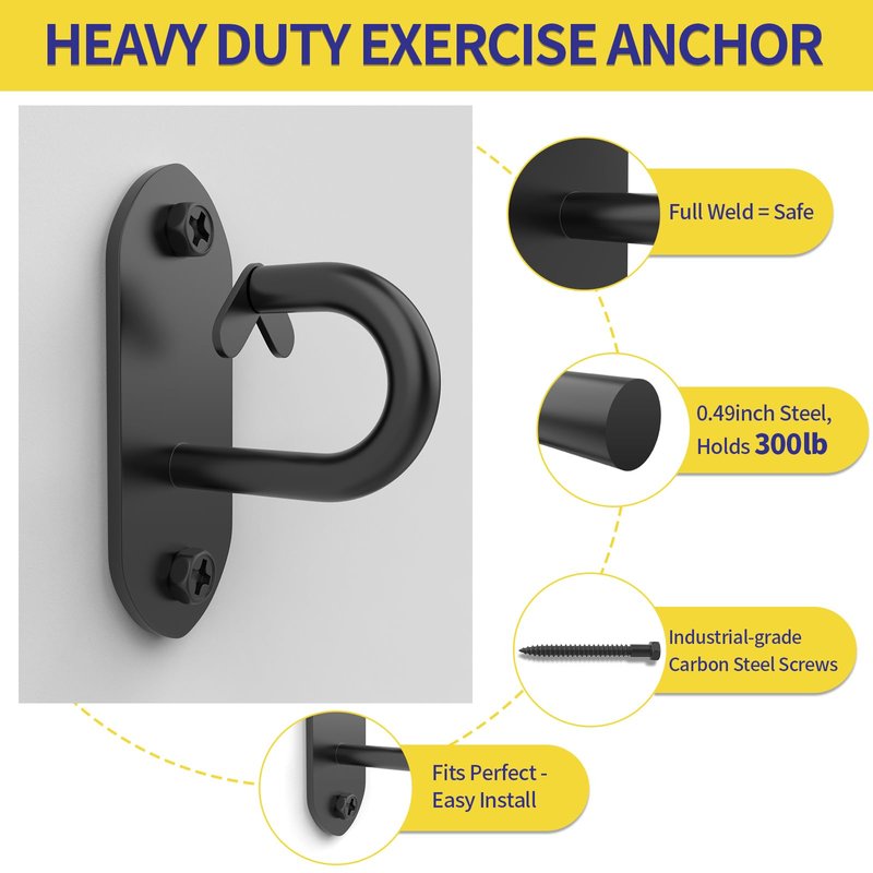 Vehookin 3pcs Resistance Band Wall Anchors, Wall Mount Workout Anchors for Exercise Bands, Home Gym Exercise, Strength Training