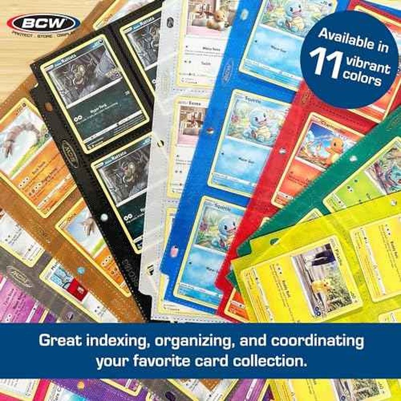 BCW Double-Sided 9-Pocket Pages Holder - 50 Black Pages | Trading Card Binder Sheets | Secure Side Loading | Ideal Card Storage and Display Solution