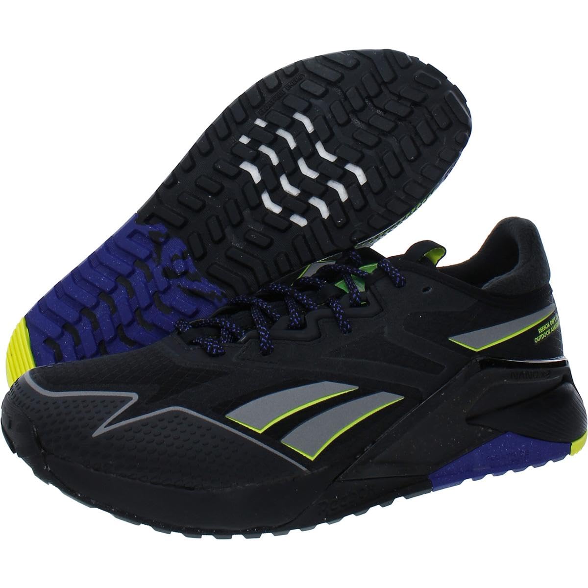 Reebok Unisex Nano X2 Tr Adventure Cross Trainer, Black/Bold Purple/Acid Yellow, 5.5 US Men