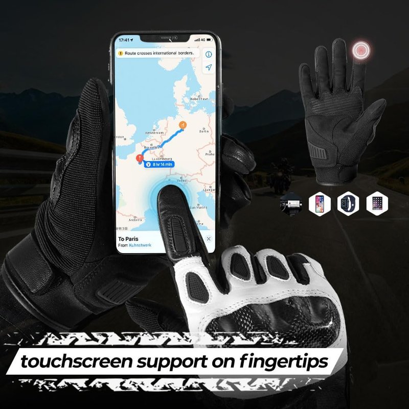 Goatskin Leather Motorcycle Gloves - Carbon Knuckle Protection & Comfort | Durable & Stylish