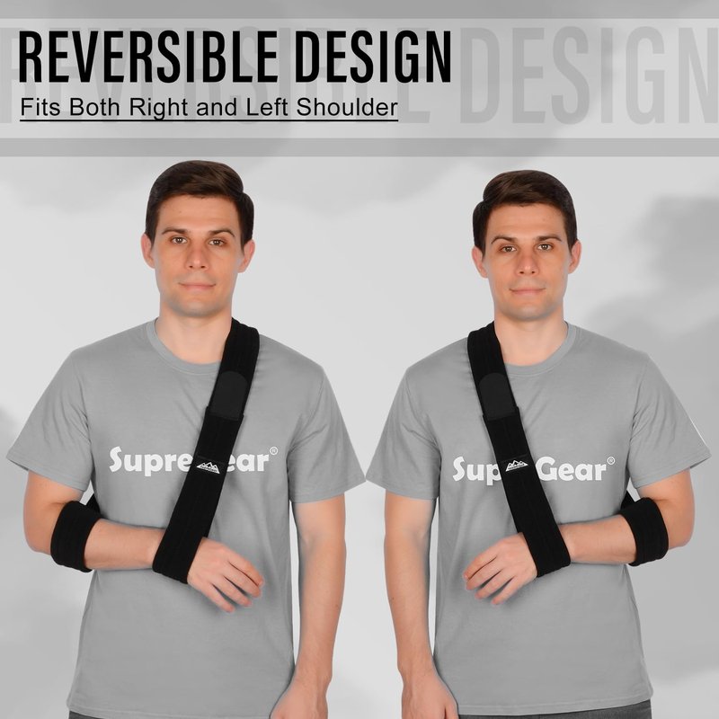 supregear Arm Sling, Adjustable Arm Support Strap, Lightweight Shoulder Immobilizer for Injured Elbow, Broken Collarbone, Torn Rotator Cuff, Dislocation or AC Separation, Left Right, Men Women